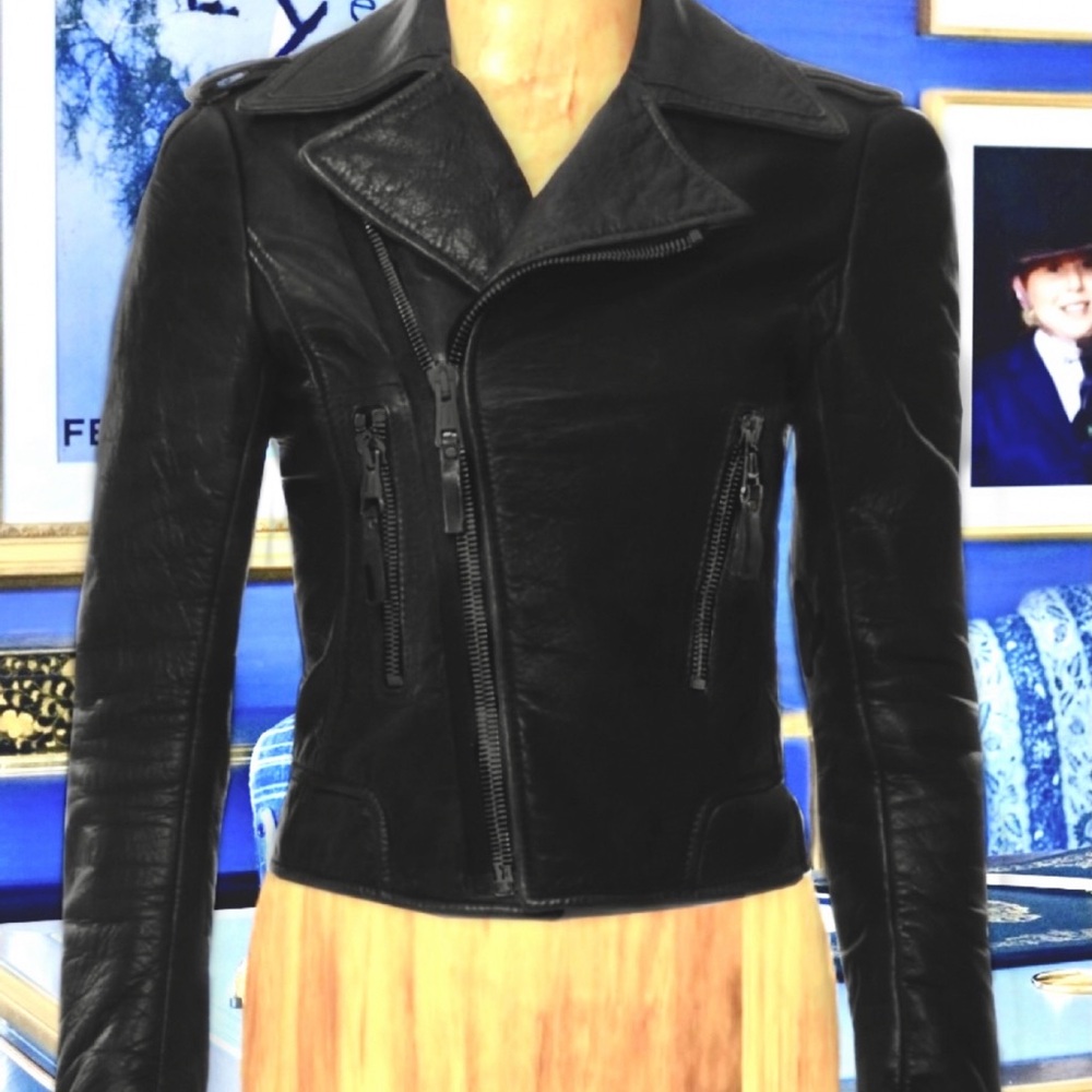 Balenciaga Black Leather Moto Jacket